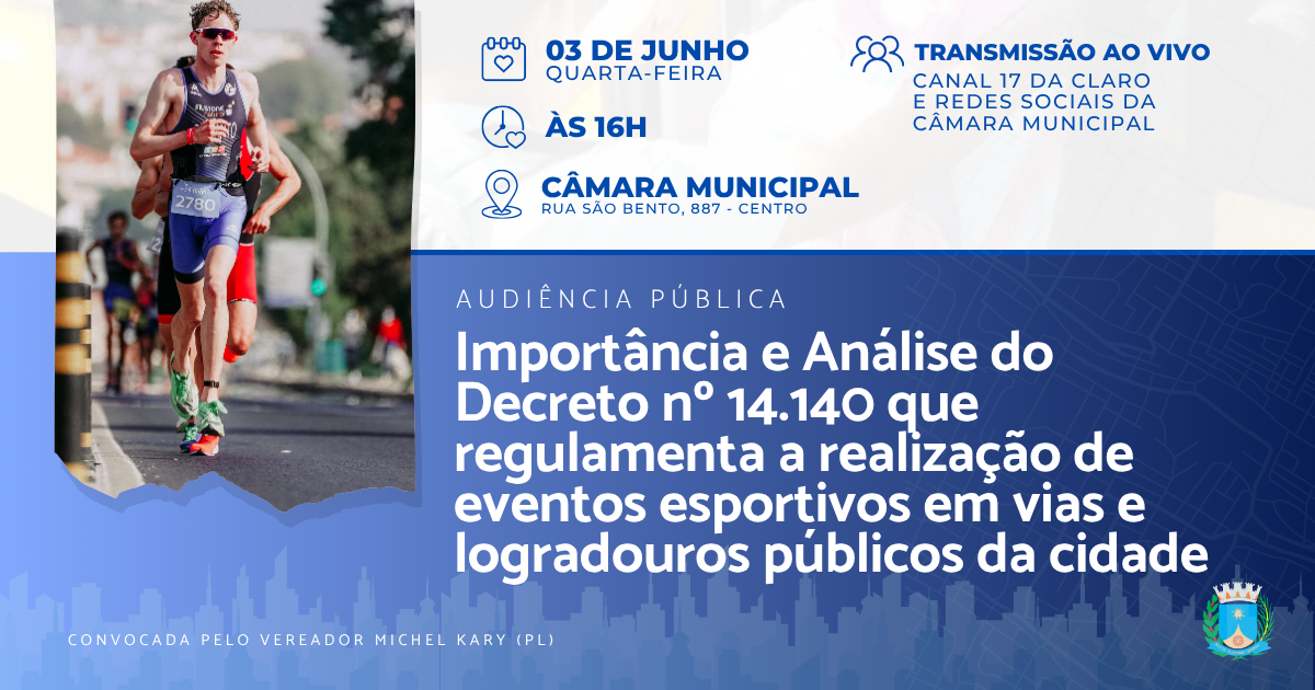 Regulamentação de corridas de rua será debatida em Audiência Pública na Câmara